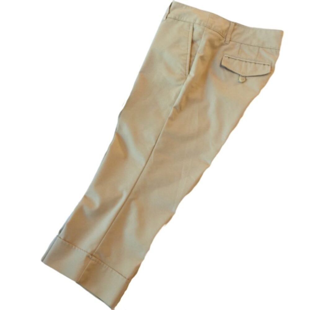 Willi Smith Tan Wide Leg Zipper Closure Flat Front Cropped Pants Capris 8